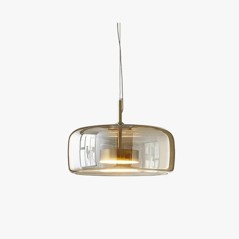 Vintage Amber Pendant Lamp with Gold Details – Warm Light