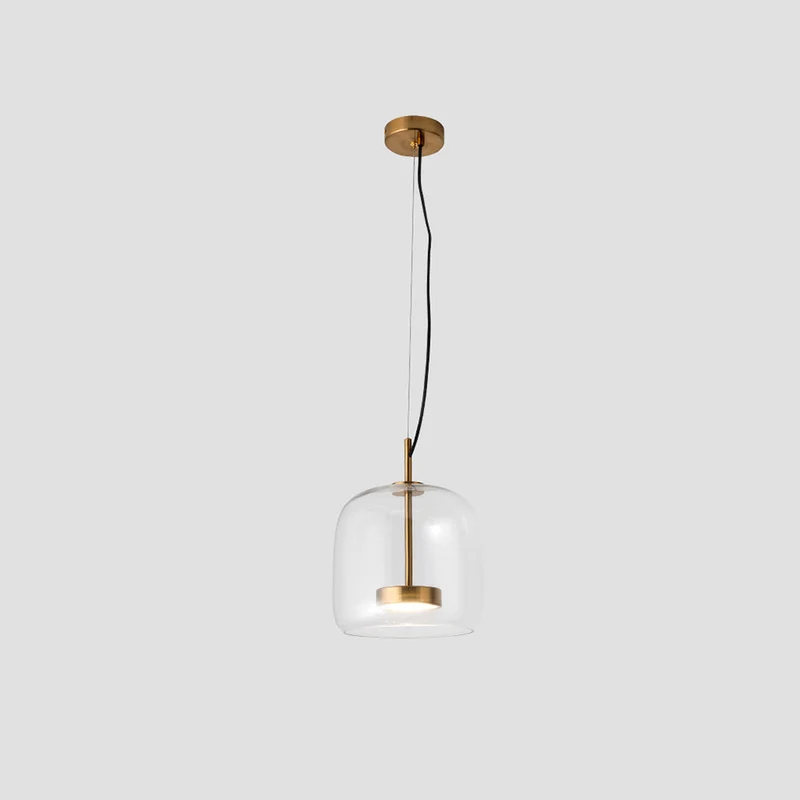 Vintage Amber Pendant Lamp with Gold Details – Warm Light