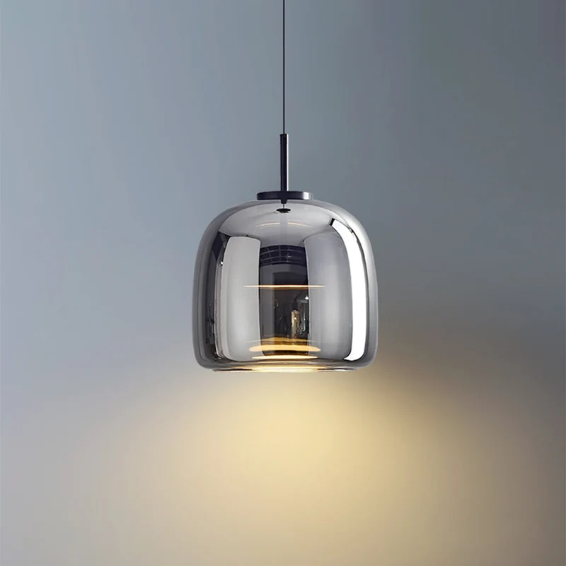 Vintage Amber Pendant Lamp with Gold Details – Warm Light