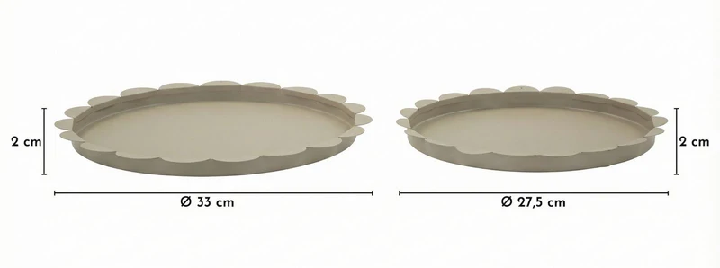 Svuotatasche Saturno Rot, Tortora Coppia Ø33x2 cm in Metallo Grigio tortora