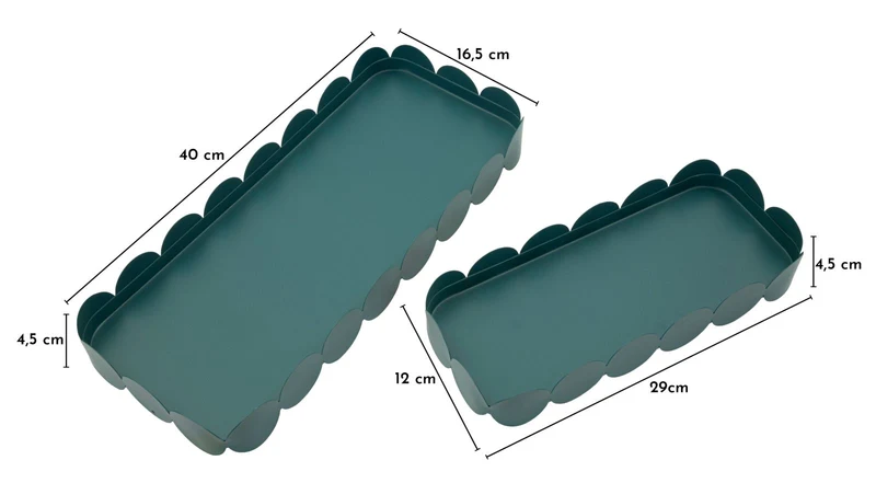 Svuotatasche Saturno Rett, Ottanio Coppia 40x16,5x4,5 cm in Metallo Verde acqua