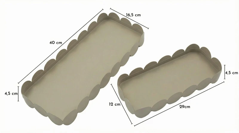 Svuotatasche Saturno Rett, Tortora Coppia 40x16,5x4,5 cm in Metallo Grigio tortora
