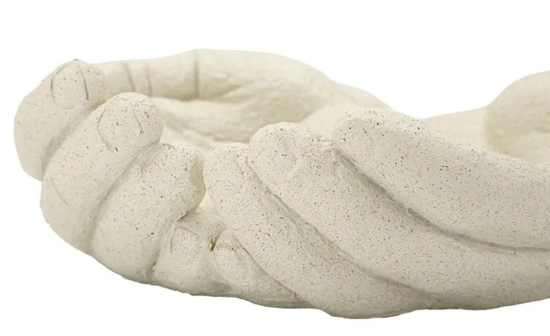 Svuotatasche Hands Stons 22,7x20x7,3 cm in Resina Crema