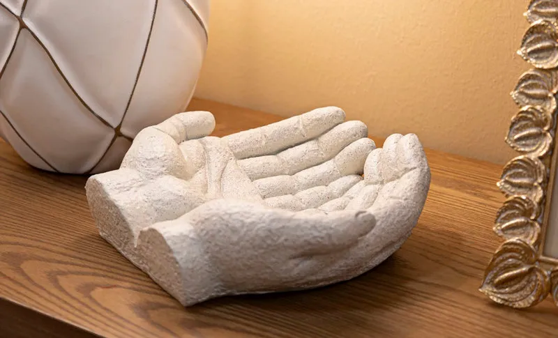 Svuotatasche Hands Stons 22,7x20x7,3 cm in Resina Crema