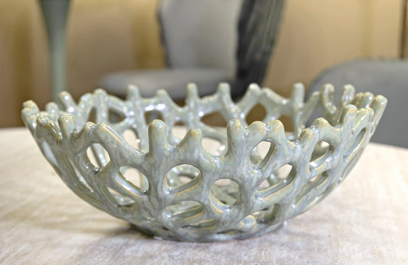 Svuotatasche Coral Ø35x13 cm in Ceramica Verde