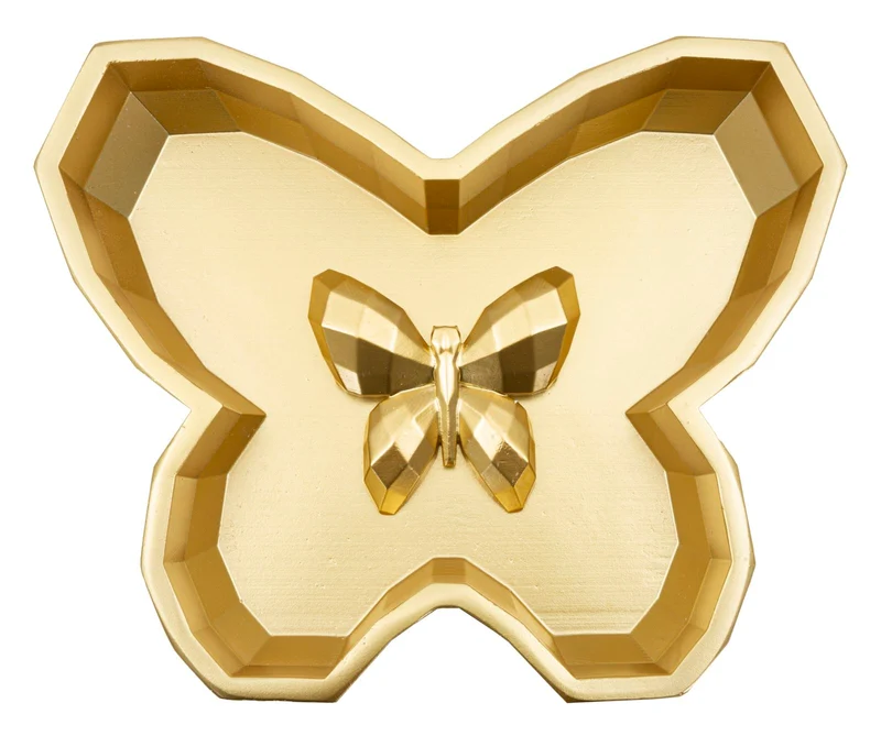Svuotatasche Butterfly 20,5x17,5x3 cm in Resina Oro