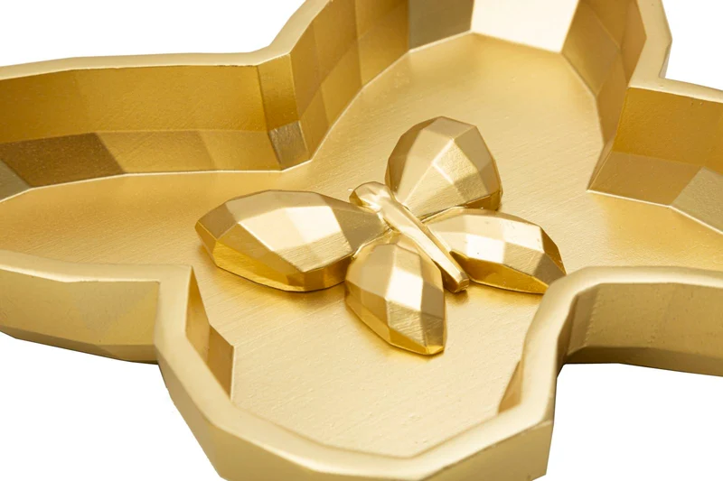 Svuotatasche Butterfly 20,5x17,5x3 cm in Resina Oro