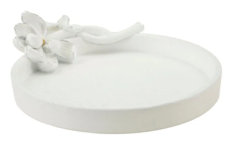 Svuotatasche Magnolia 24x21x6 cm in Resina Bianco