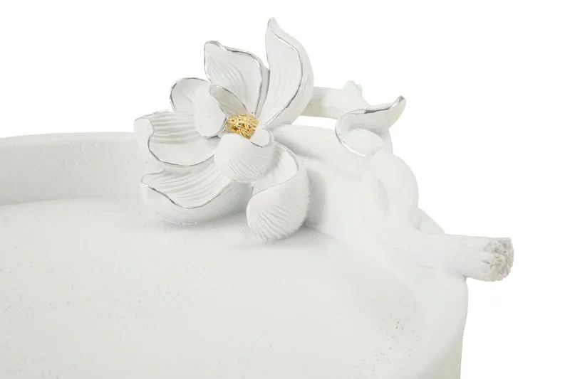 Svuotatasche Magnolia 24x21x6 cm in Resina Bianco