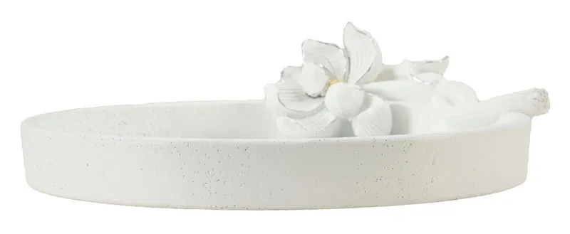 Svuotatasche Magnolia 24x21x6 cm in Resina Bianco