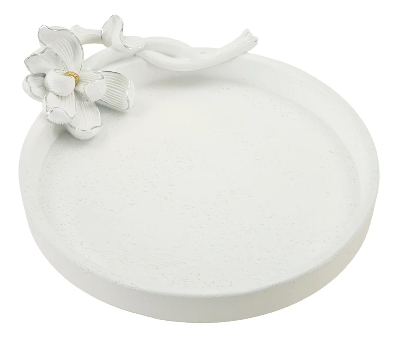 Svuotatasche Magnolia 24x21x6 cm in Resina Bianco