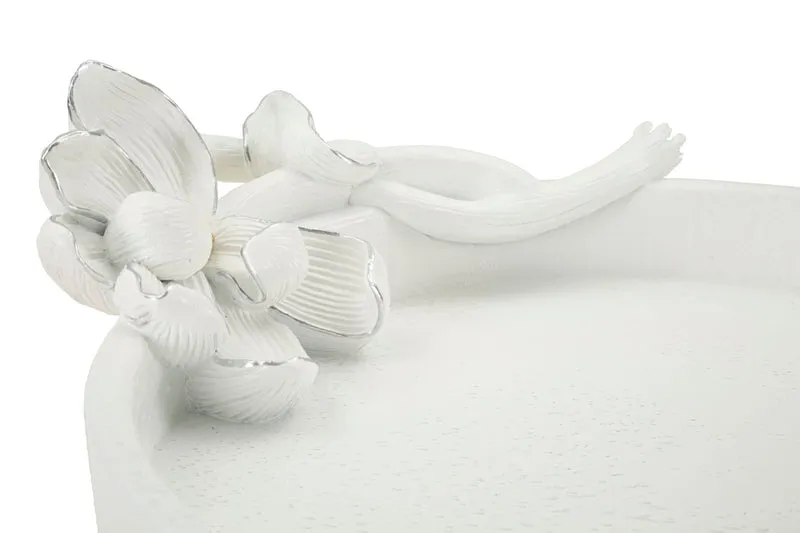 Svuotatasche Magnolia 24x21x6 cm in Resina Bianco