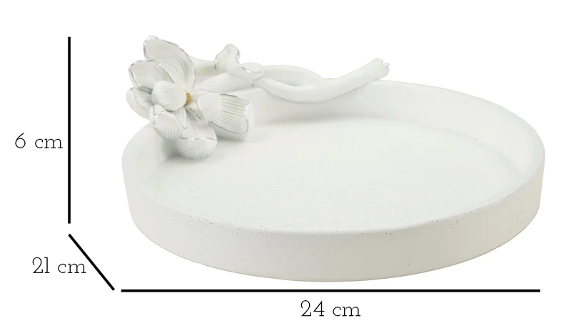 Svuotatasche Magnolia 24x21x6 cm in Resina Bianco