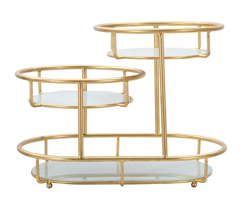 Svuotatasche 3 Levels 36x22,5x27 cm in Ferro e Vetro Oro e Multicolor