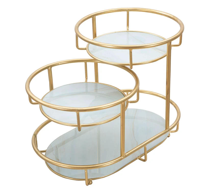 Svuotatasche 3 Levels 36x22,5x27 cm in Ferro e Vetro Oro e Multicolor