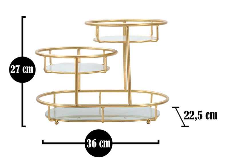 Svuotatasche 3 Levels 36x22,5x27 cm in Ferro e Vetro Oro e Multicolor