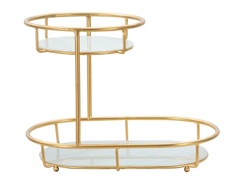 Svuotatasche 2 Levels 36x22,5x27 cm in Ferro e Vetro Oro e Multicolor