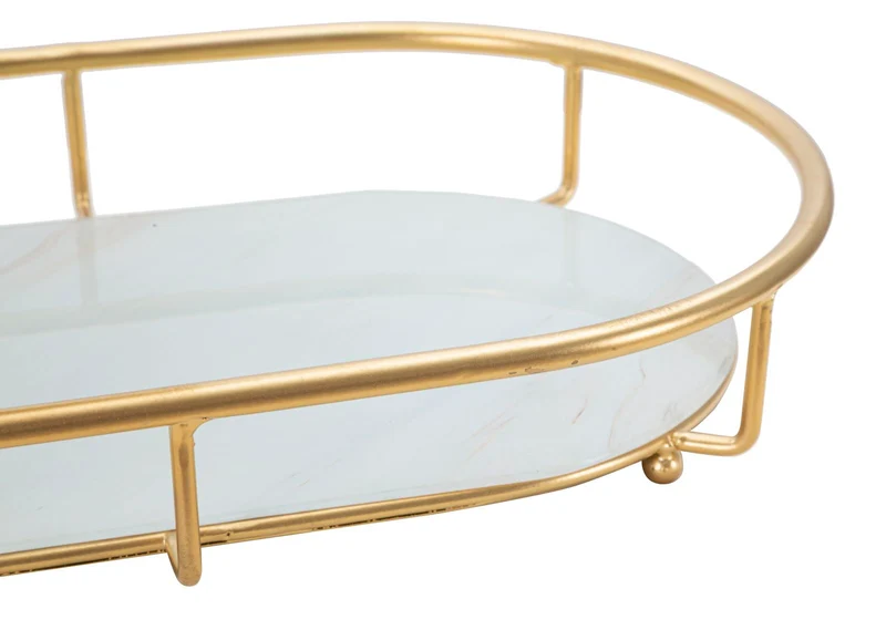 Svuotatasche 2 Levels 36x22,5x27 cm in Ferro e Vetro Oro e Multicolor