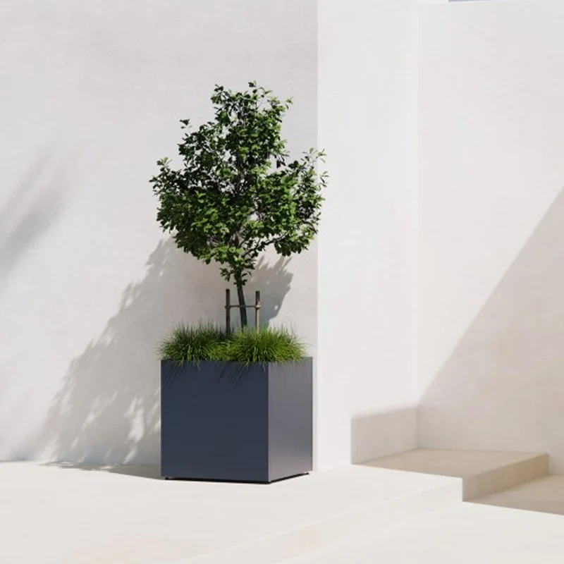 FIORIERA CUBO "PLANTER CUBE 50" IN METALLO 50X50X50CM ANTRACITE