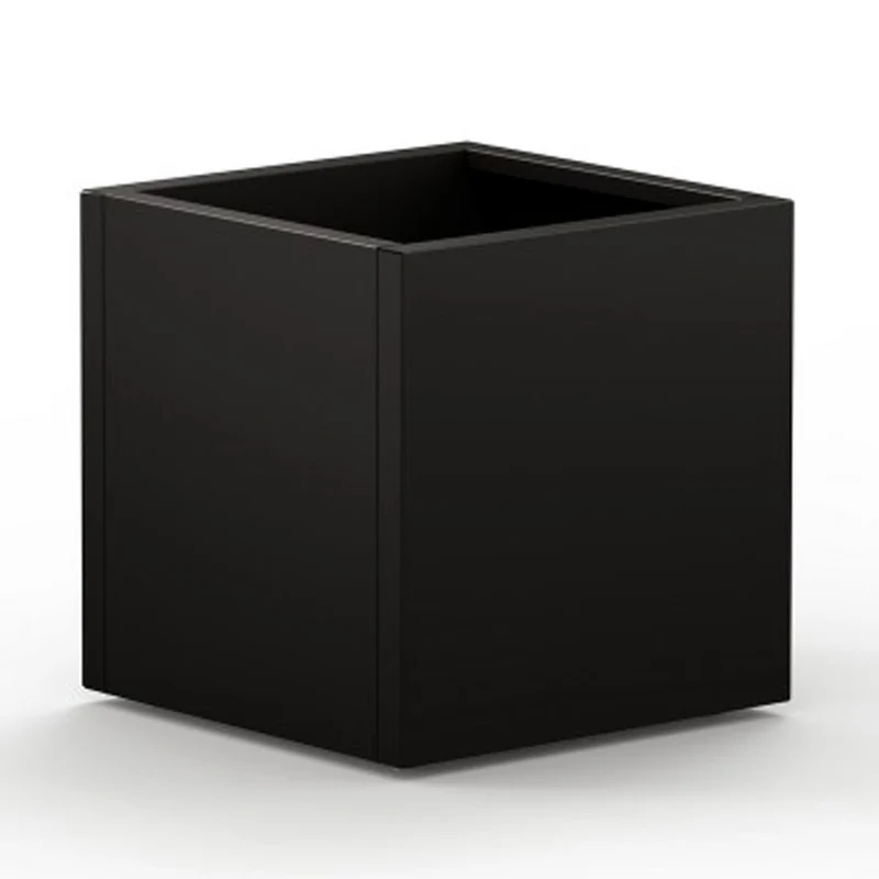 FIORIERA CUBO "DECO PLANTER" IN METALLO 50X50X50CM NERO E LEGNO