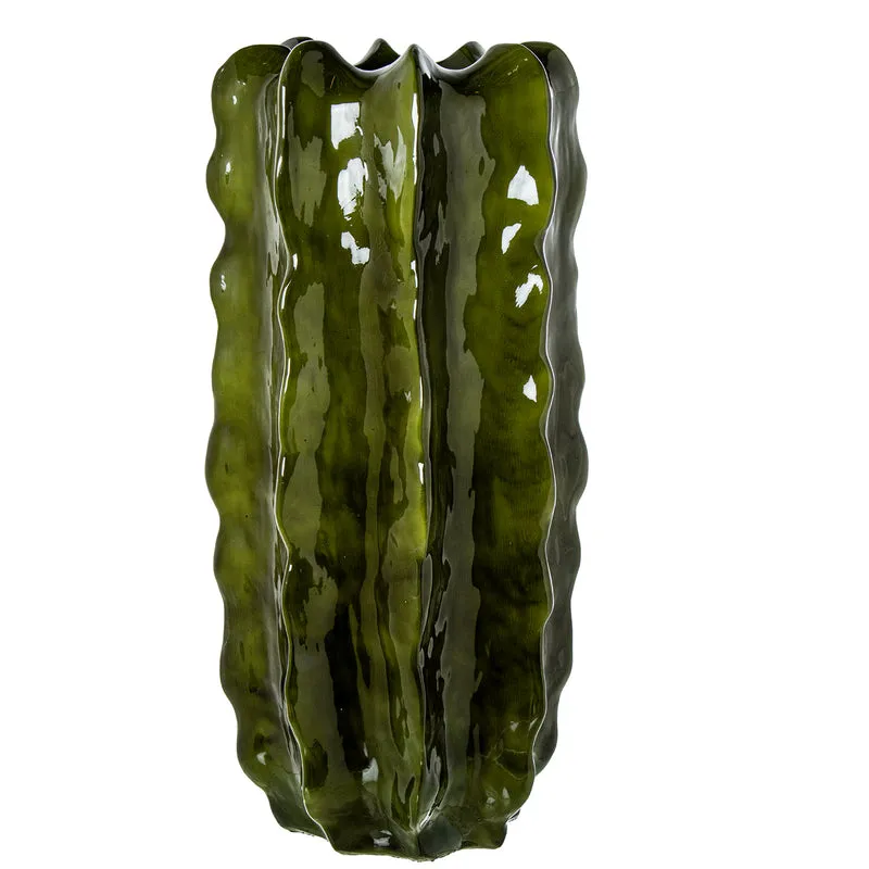 Vaso a Forma di Cactus in Ceramica 90cm Verde Peraga Home