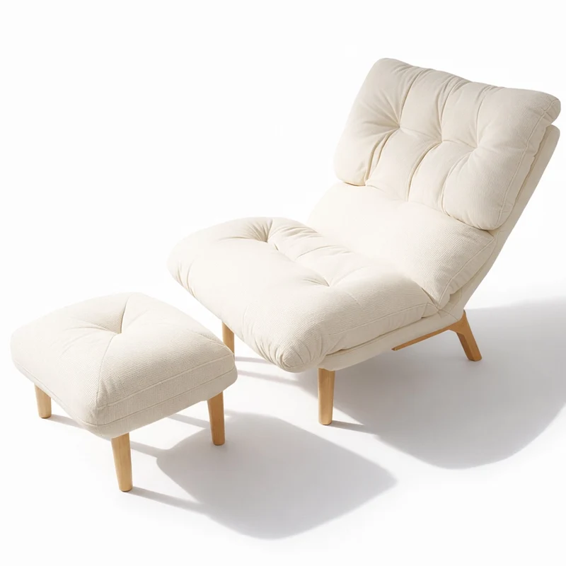 Poltrona Reclinabile Poggiapiedi Beige Imbottitura Alta Densità Seduta Ergonomica