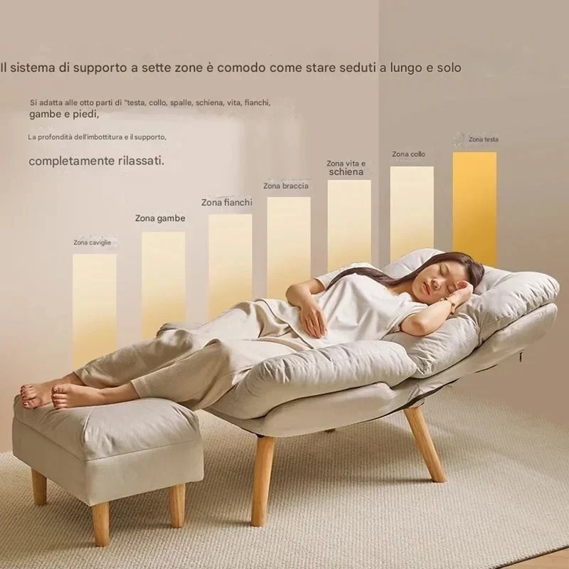 Poltrona Reclinabile Poggiapiedi Beige Imbottitura Alta Densità Seduta Ergonomica