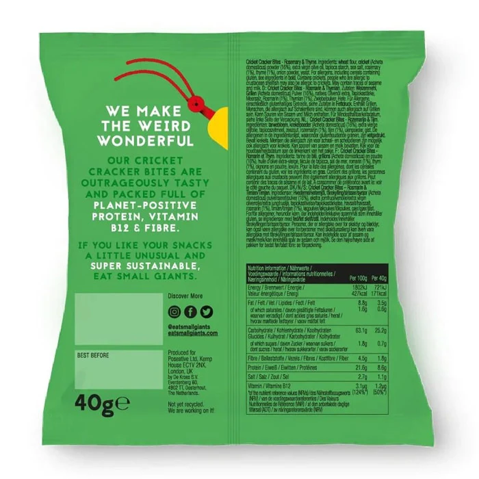 CRACKERS PROTEICI CON FARINA DI GRILLO, 80G , ROSMARINO E TIMO