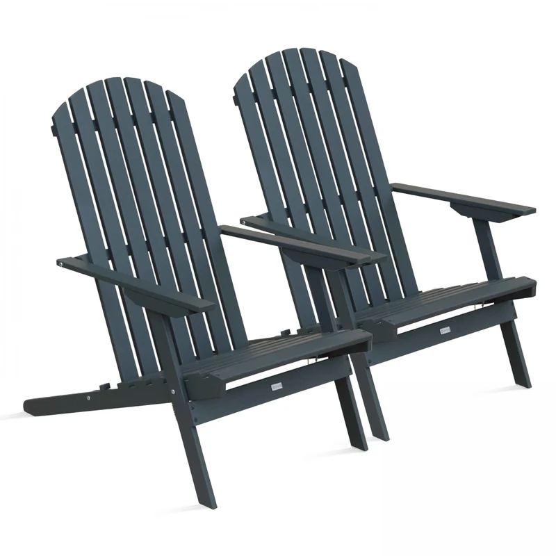 Oviala - Set di 2 sedie pieghevoli in legno di eucalipto grigio