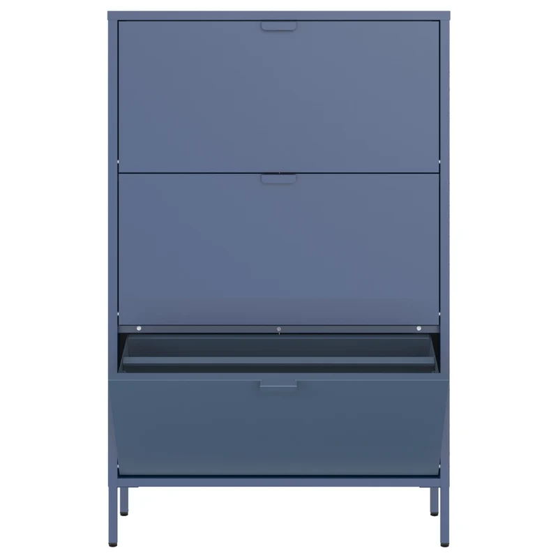 Scarpiera MARION a 3 ante in metallo grigio-blu