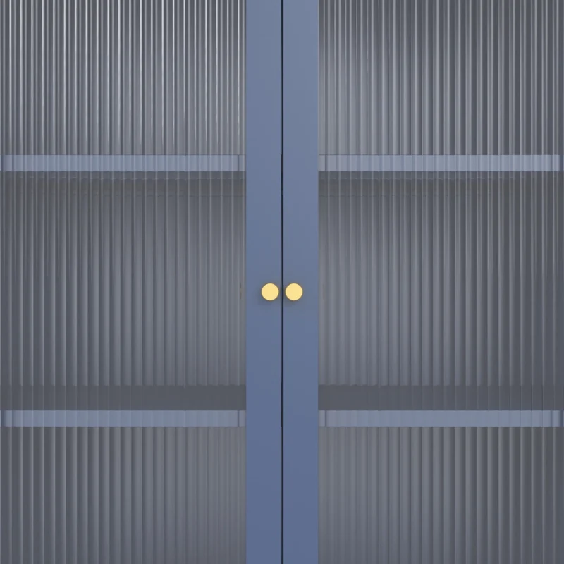 Armadio in metallo e vetro blu-grigio 180 cm YASMINE