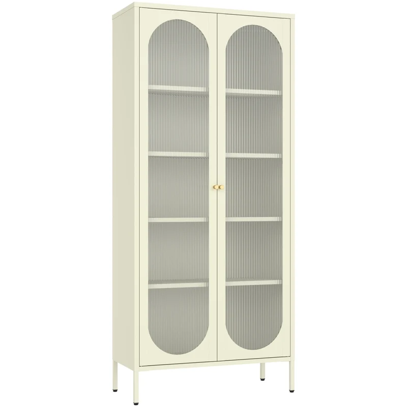 Armadio in metallo e vetro verde lime 180cm YASMINE