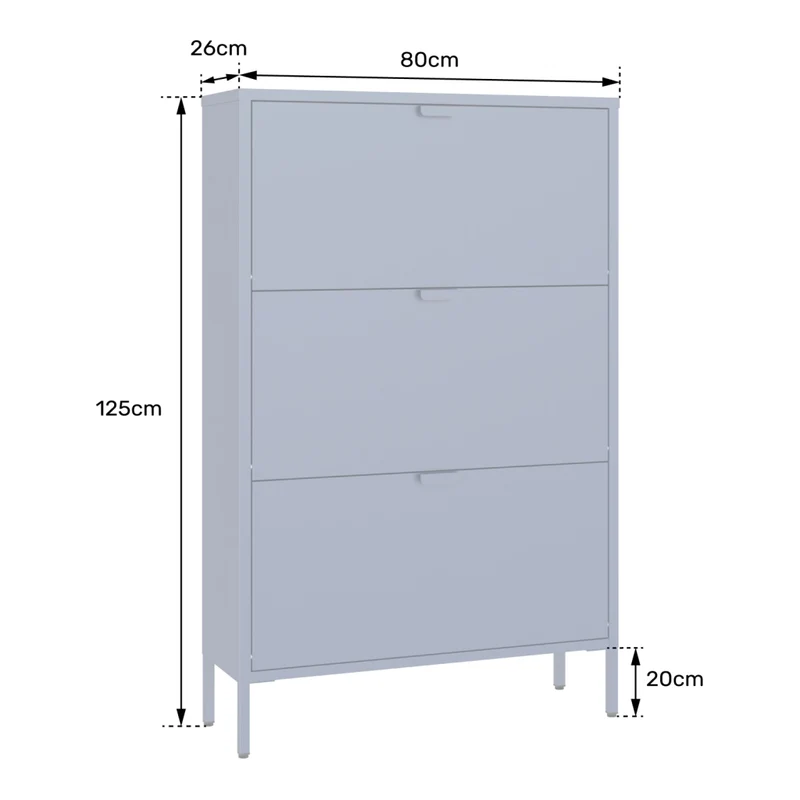 Scarpiera MARION a 3 ante in metallo bianco