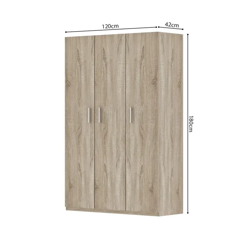 Armadio 3 porte TOM – Rovere Sonoma – Ampio spazio di stoccaggio