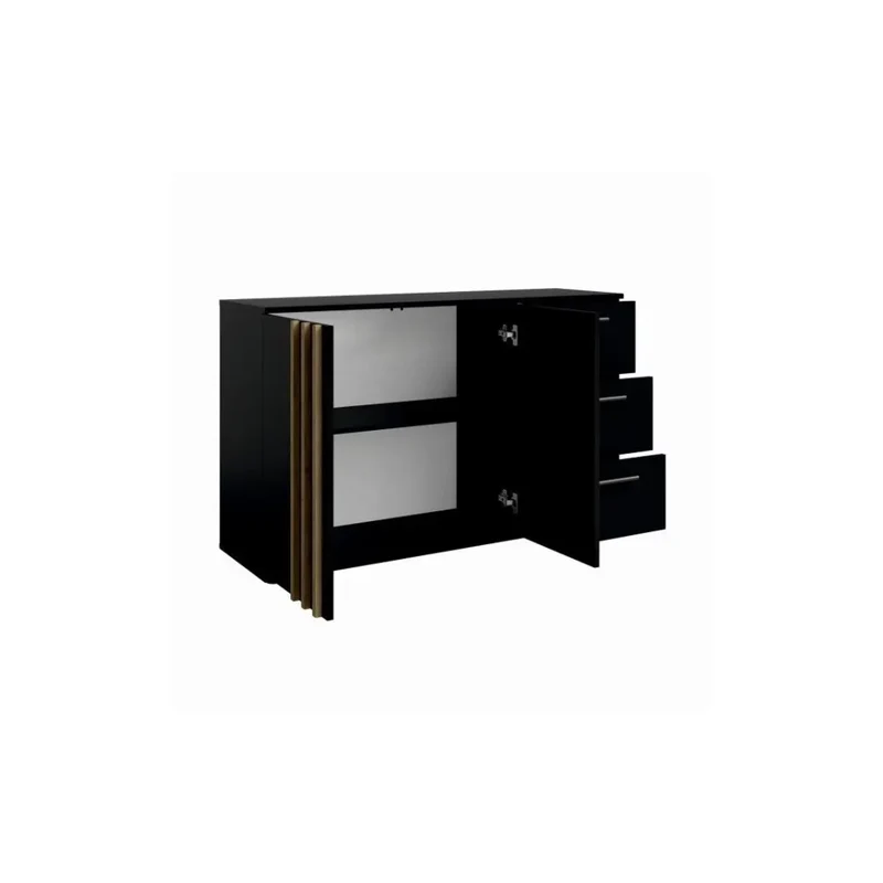 Cassettiera VARIA - 2 porte e 3 cassetti - Design moderno colore nero e rovere artigianale