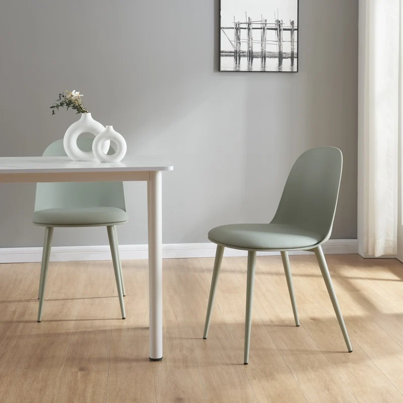 Set Kangasala di 2 Sedie da Sala Cuscino Similpelle - Verde Grigiastro [en.casa]