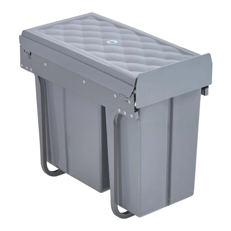 Pattumiera Estraibile Froland con 2 Bidoni Sotto Lavello 1x 20 L + 1x 10 L Grigio [en.casa]