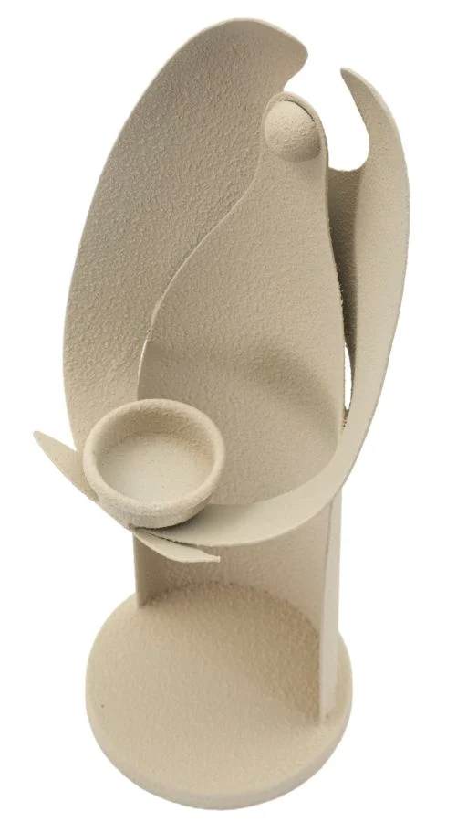 Porta Candele Dune Angel 12,5x10x30 cm in Ferro Crema