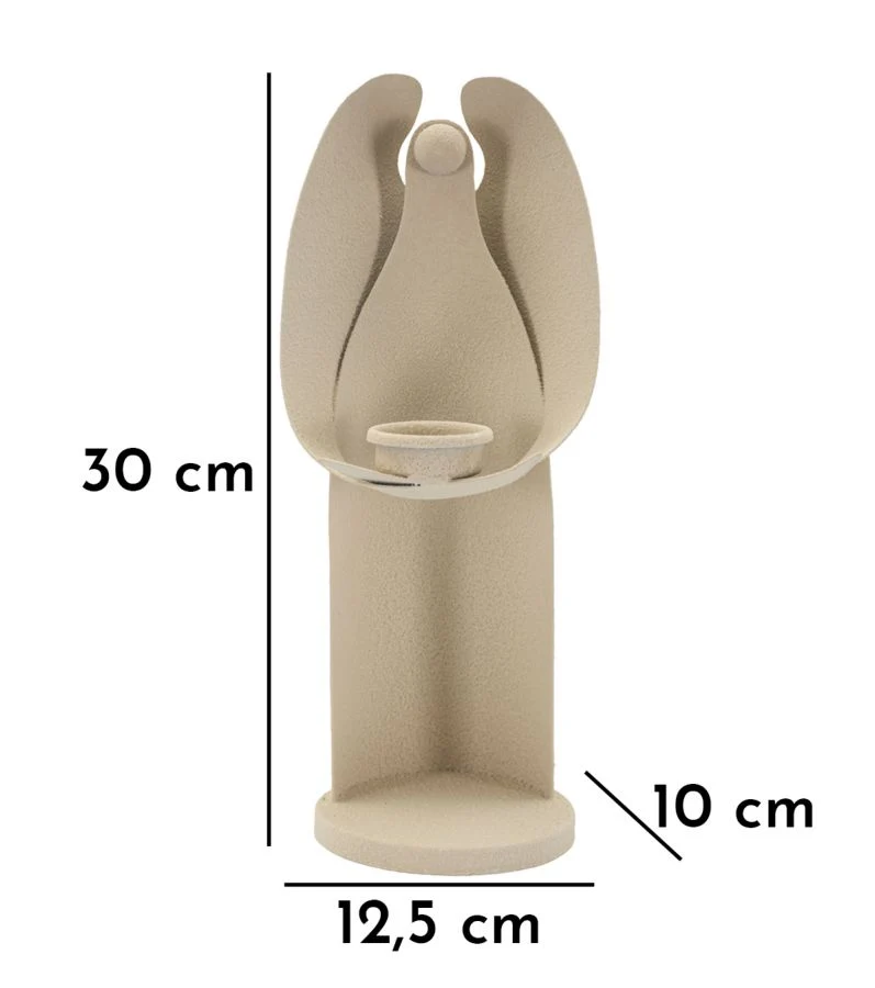 Porta Candele Dune Angel 12,5x10x30 cm in Ferro Crema