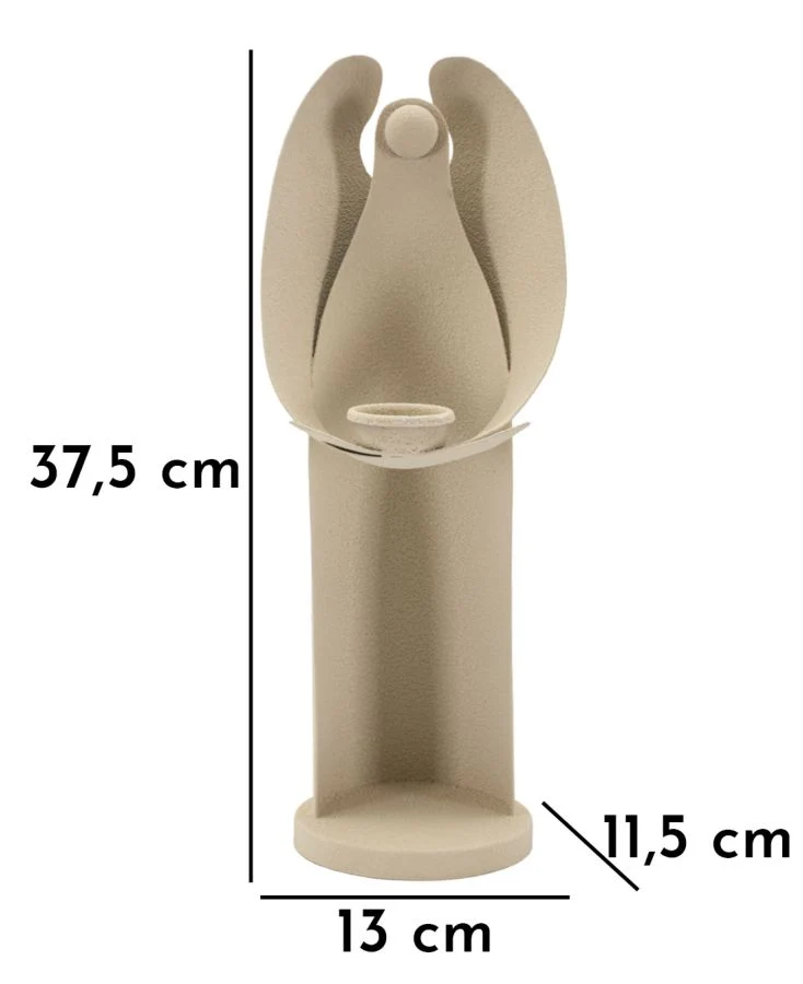 Porta Candele Dune Angel 13x11,5x37,5 cm in Ferro Crema