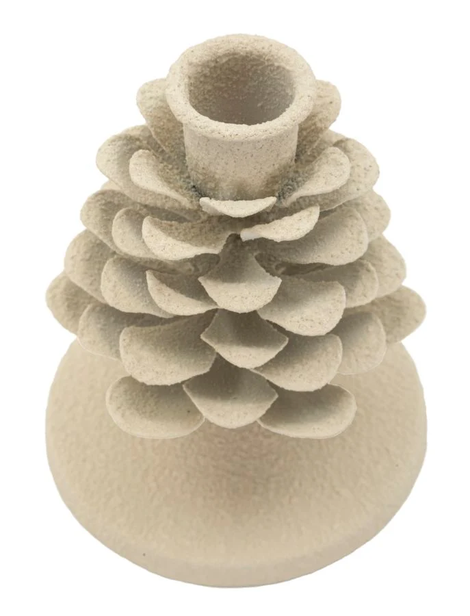 Porta Candele Dune Pigna Ø9,5x11,5 cm in Ferro Crema