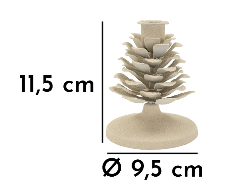Porta Candele Dune Pigna Ø9,5x11,5 cm in Ferro Crema