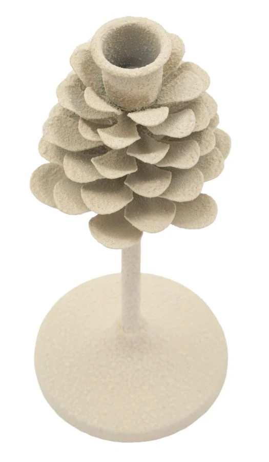 Porta Candele Dune Pigna Ø9,5x22,5 cm in Ferro Crema