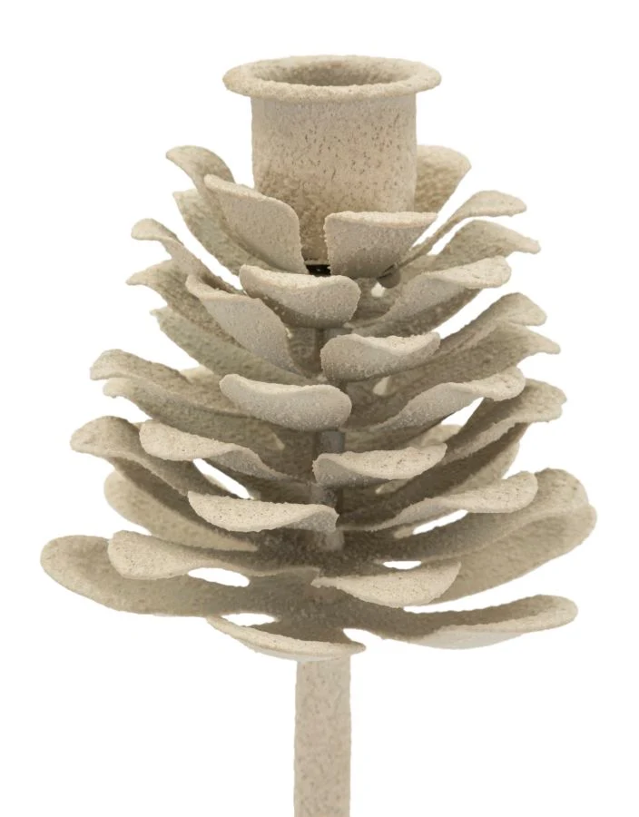 Porta Candele Dune Pigna Ø9,5x22,5 cm in Ferro Crema