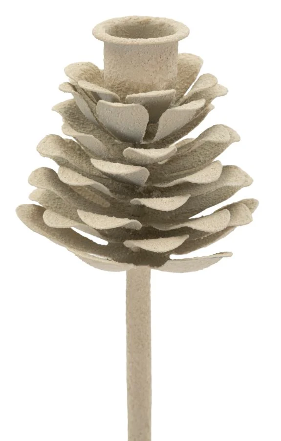 Porta Candele Dune Pigna Ø11,5x33,5 cm in Ferro Crema
