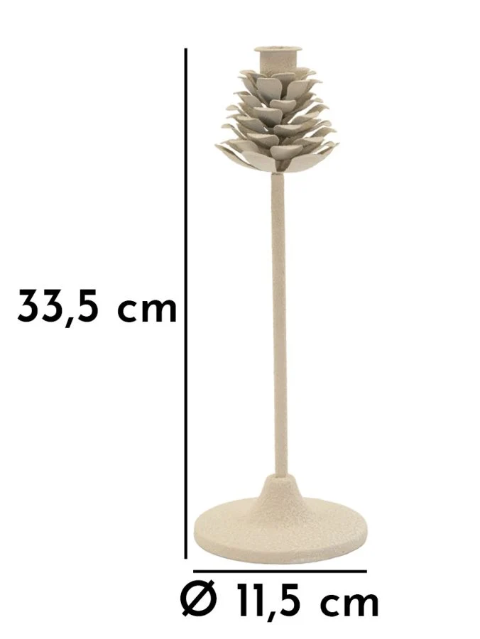 Porta Candele Dune Pigna Ø11,5x33,5 cm in Ferro Crema