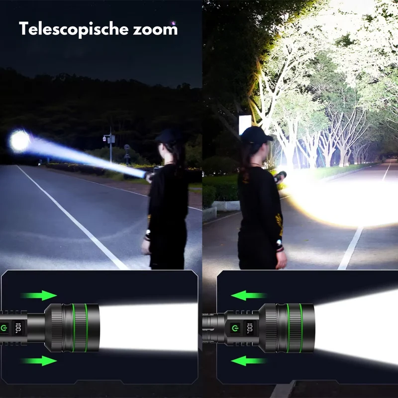 LumoForce – LED Zaklamp Zoombaar 3000m Aluminium – Extreem Helder Outdoor