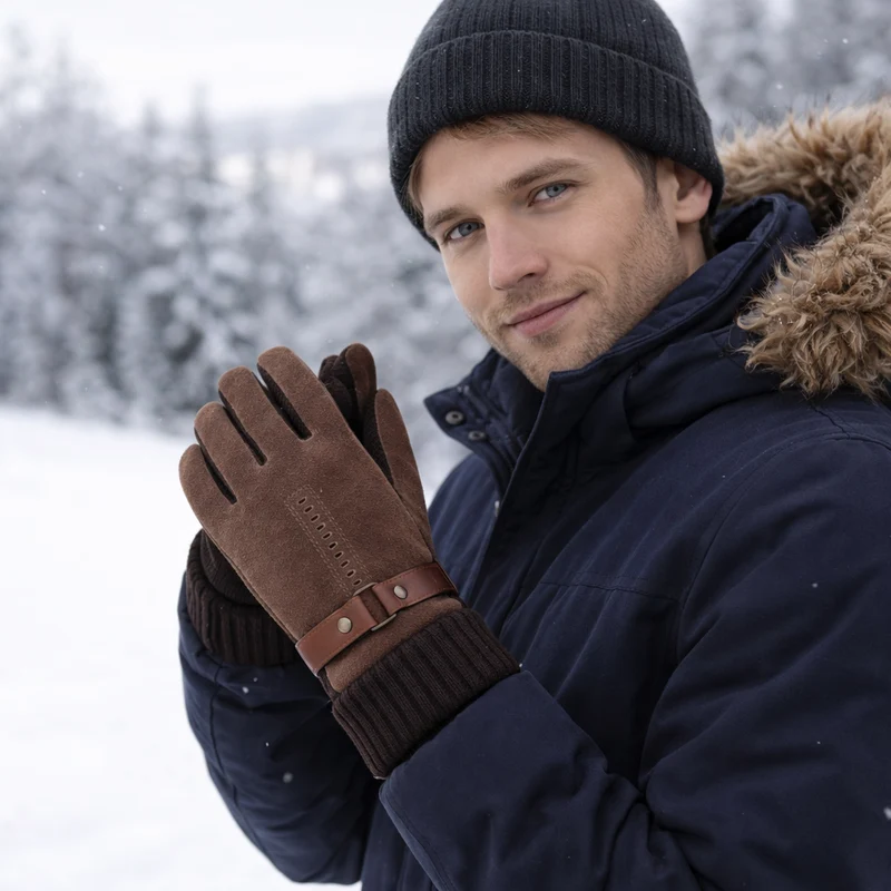 Herenhandschoenen Leer Winddicht | Warm & Touchscreen Geschikt