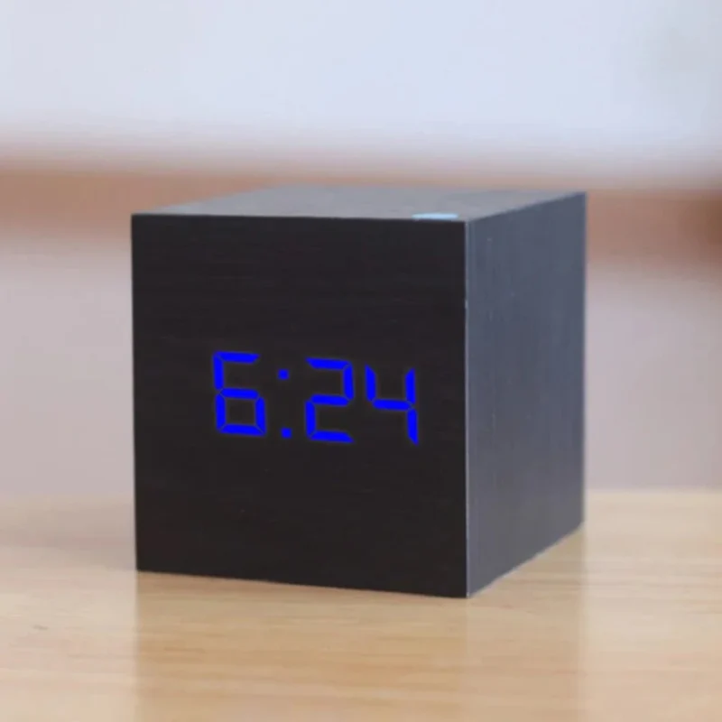 Compact Digital LED Clock with Adjustable Brightness