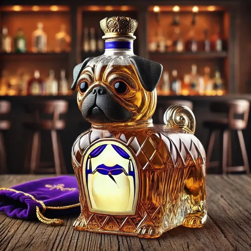 Decorative whiskey decanter with dog motif